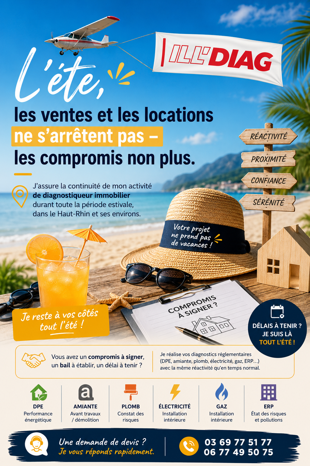 ILL'DIAG — diagnostics immobiliers assurés tout l'été dans le Haut-Rhin : DPE, amiante, plomb, électricité, gaz, ERP